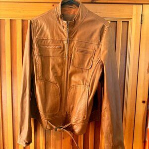 Cognac leather jacket Large
